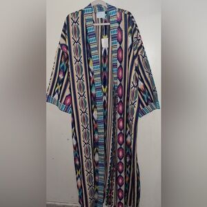 Women Heavily Embroidered Multicolored Open Kimono Cardigan